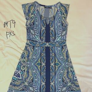 Apt. 9 Blue Patterned Mini Dress Petite XS